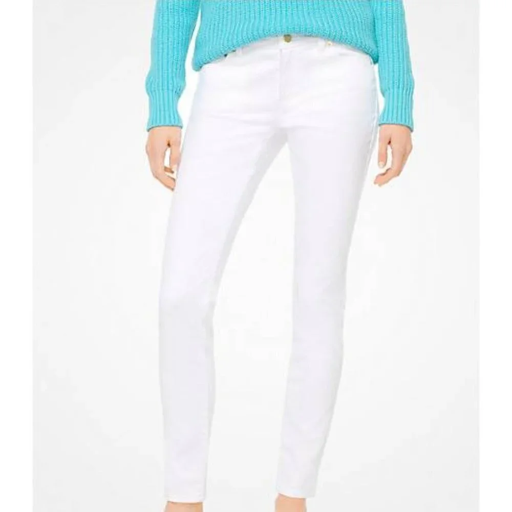 MICHAEL KORS $98 SELMA HIGHER RISE WHITE SKINNY JEANS size 8 NWT‎